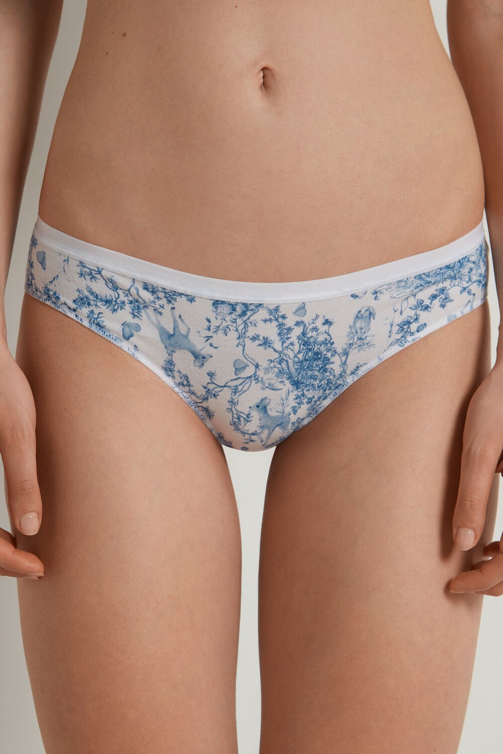 Light Blue Romantic Forest Print 597v Tezenis Printed Cotton Panties | 209683-ILF