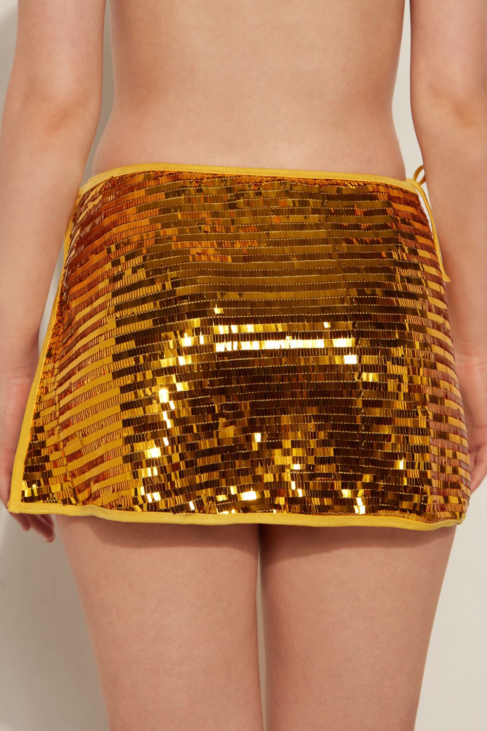 Metallic Golden Yellow 538v Tezenis Riviera Sequin Pareo Mini Skirt | 302458-XDL