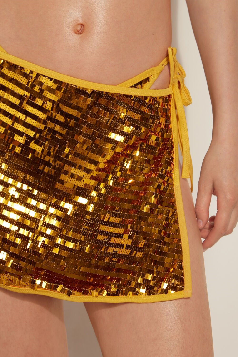 Metallic Golden Yellow 538v Tezenis Riviera Sequin Pareo Mini Skirt | 302458-XDL