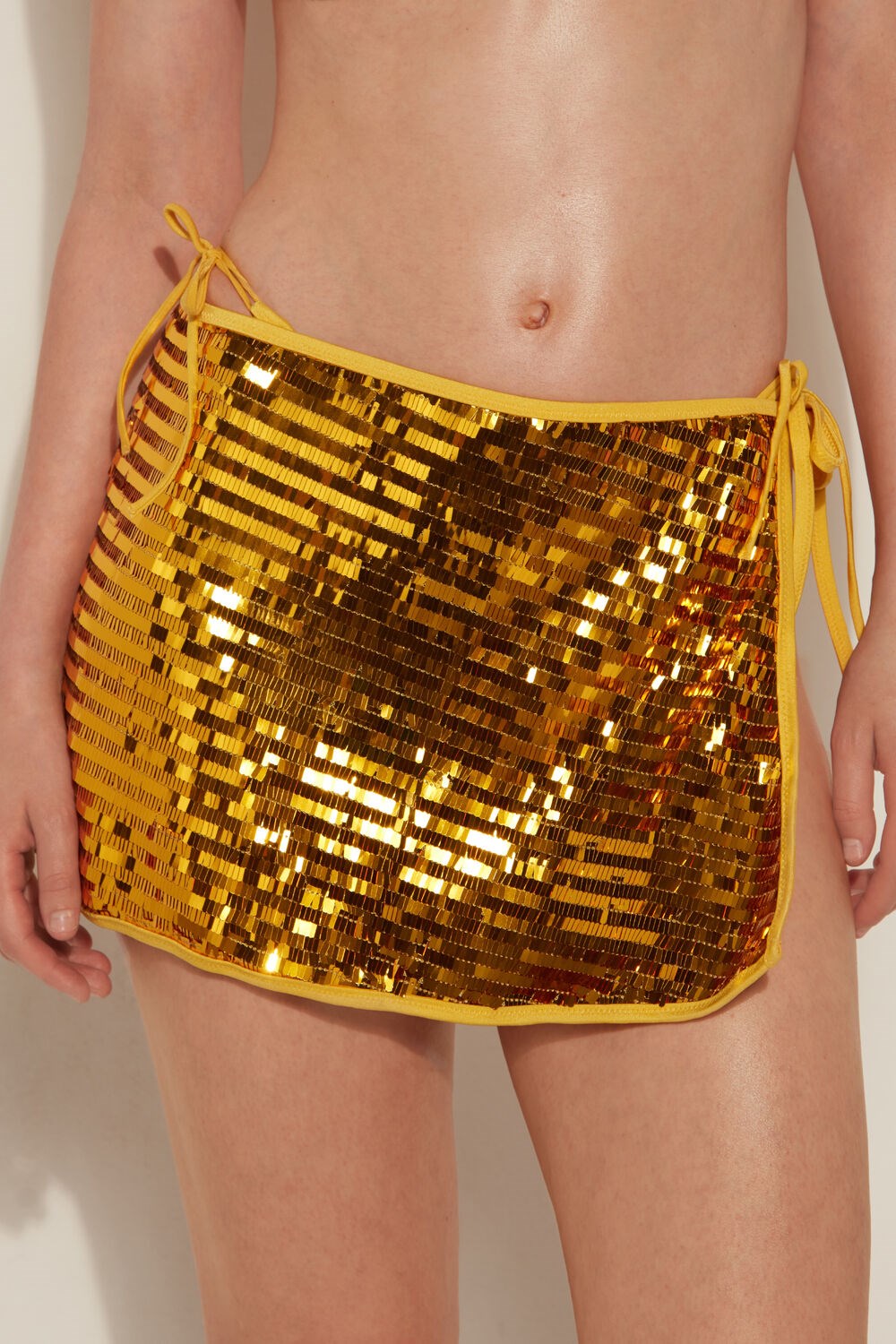 Metallic Golden Yellow 538v Tezenis Riviera Sequin Pareo Mini Skirt | 302458-XDL