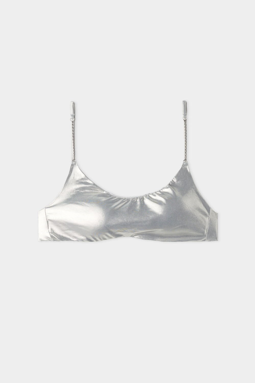 Metallic Silver 570v Tezenis Metallic Silver Removable Padding Bralette Bikini Top | 075168-CGT