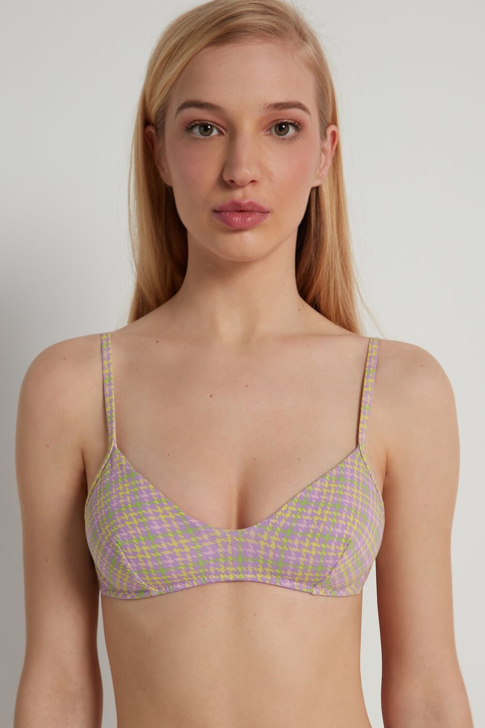 Multicolor Houndstooth Candy Print 293v Tezenis Lisbon Triangle Bra in Printed Cotton | 596027-YZT