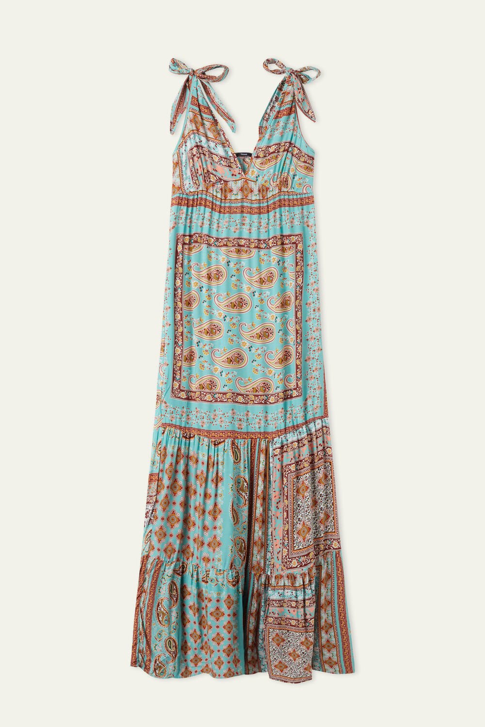 Multicolor Maxi Bandana Print 842u Tezenis Sleeveless Maxi Dress with Bows | 657843-WAB