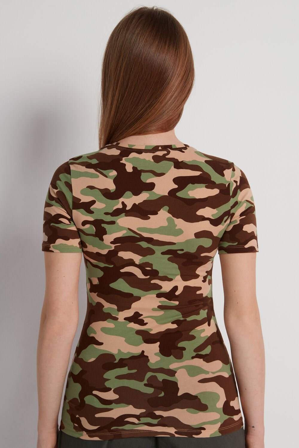 Multicolor New Camo Print 588v Tezenis Crewneck Printed Stretch Cotton T-Shirt | 675432-MFR