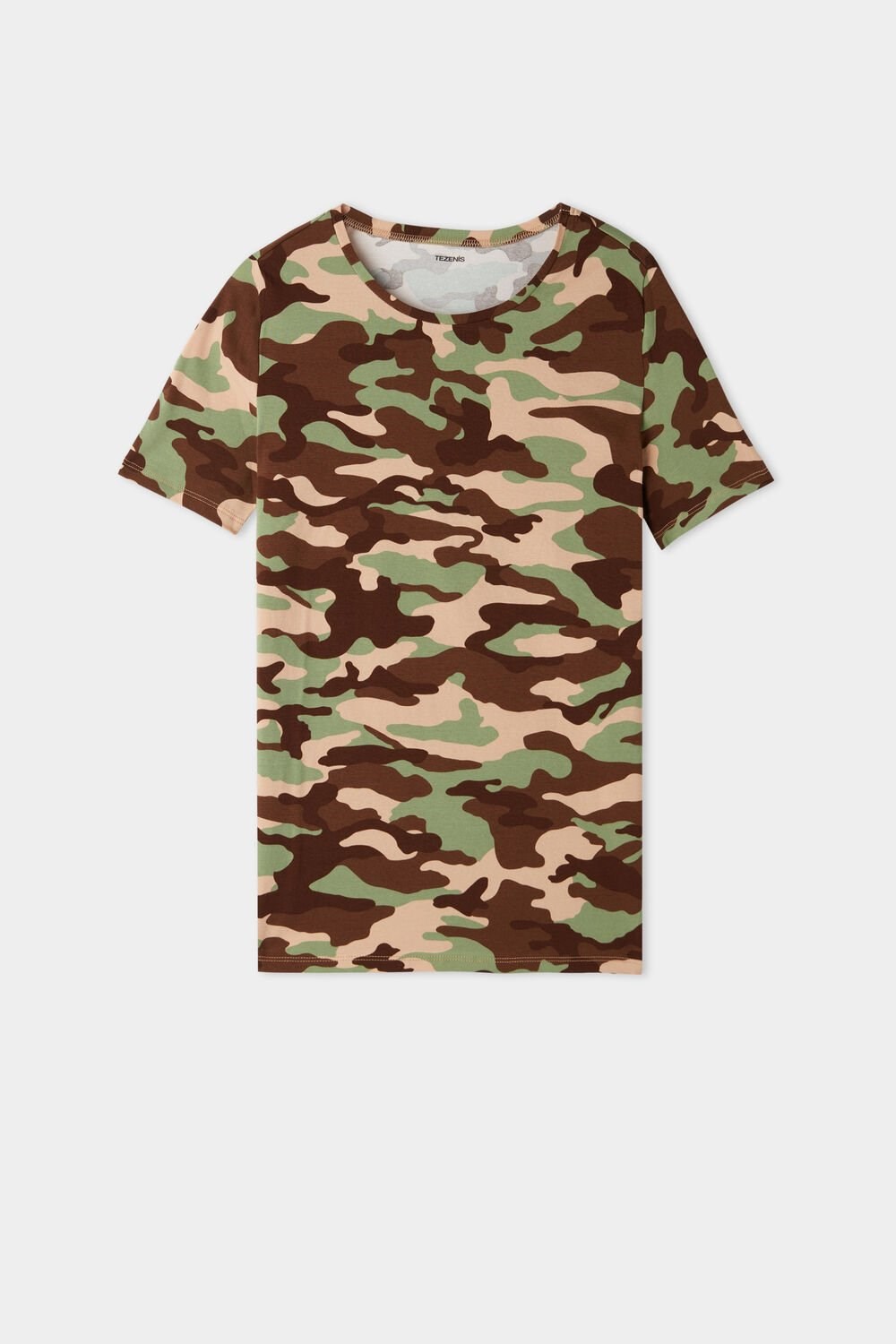 Multicolor New Camo Print 588v Tezenis Crewneck Printed Stretch Cotton T-Shirt | 675432-MFR