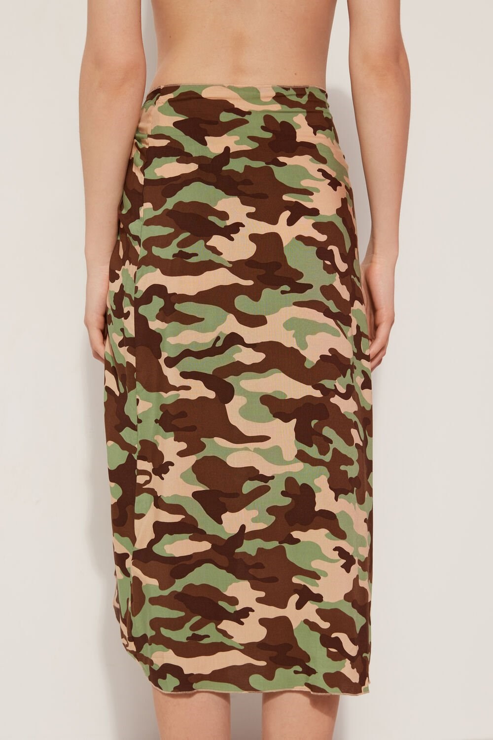 Multicolor New Camo Print 588v Tezenis Plain Weave Midi Pareo Skirt | 271850-LMC