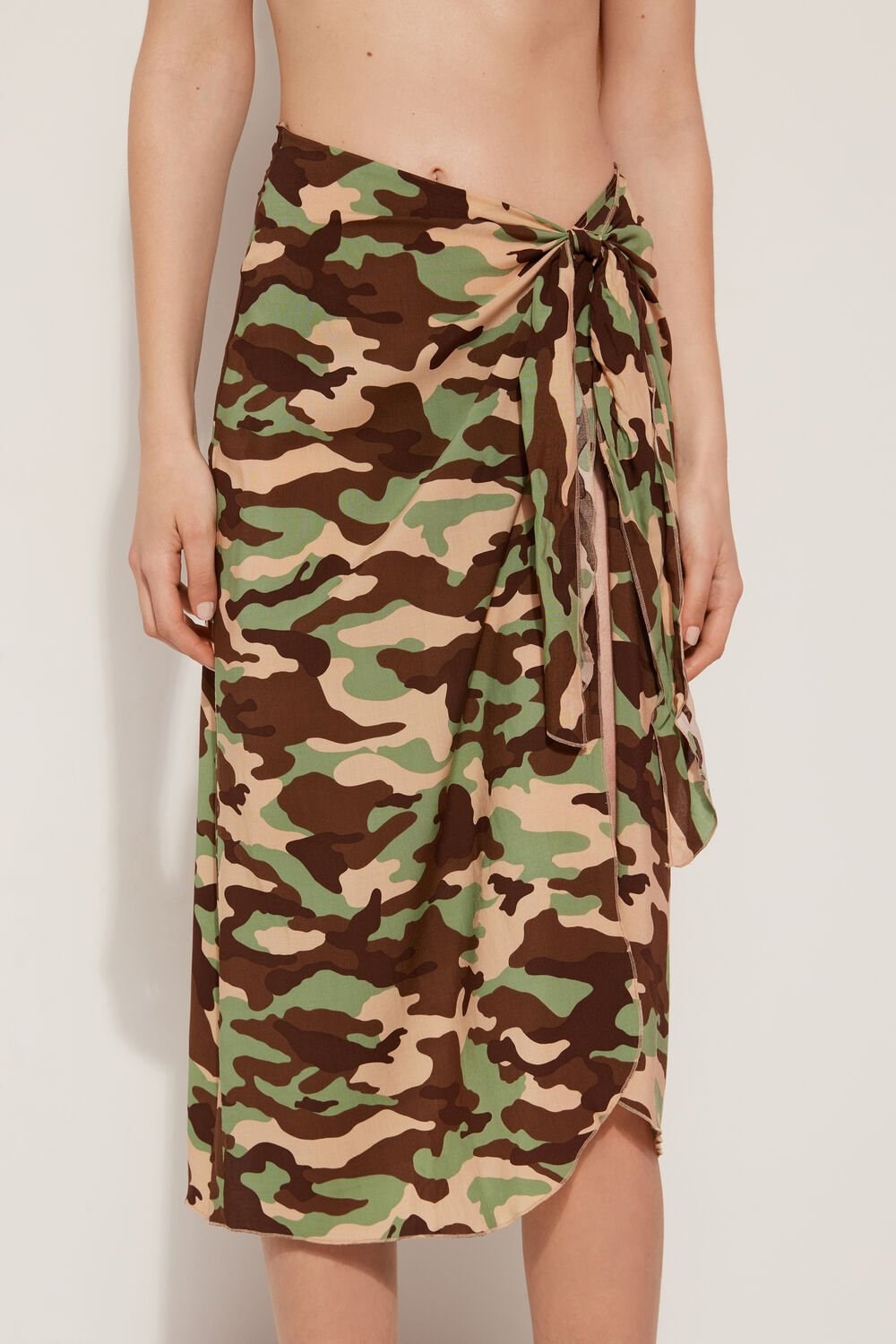 Multicolor New Camo Print 588v Tezenis Plain Weave Midi Pareo Skirt | 271850-LMC