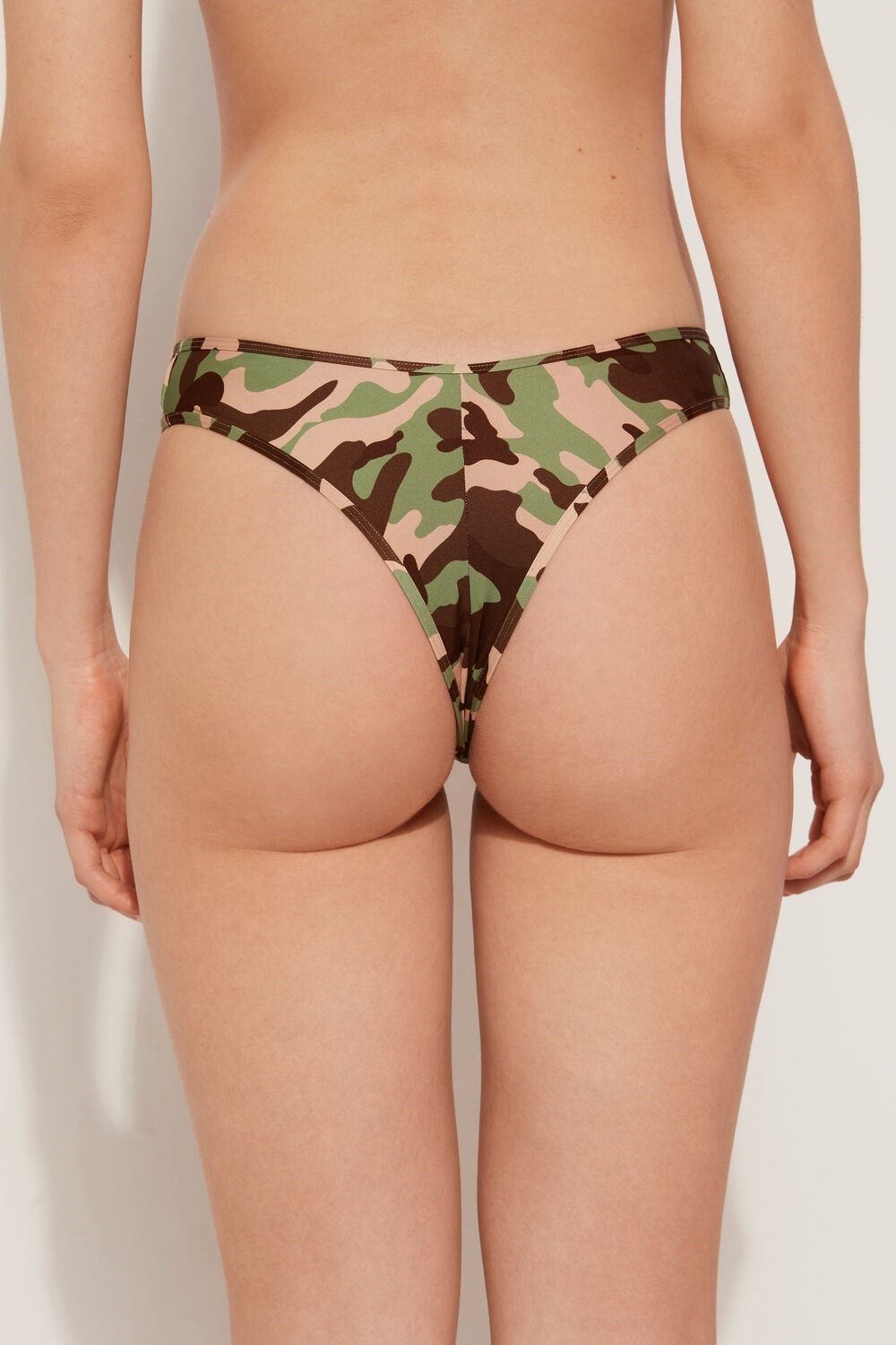 Multicolor New Camo Print 649v Tezenis New Camo Family High-Cut Brazilian Bikini Bottoms | 084567-ZFO