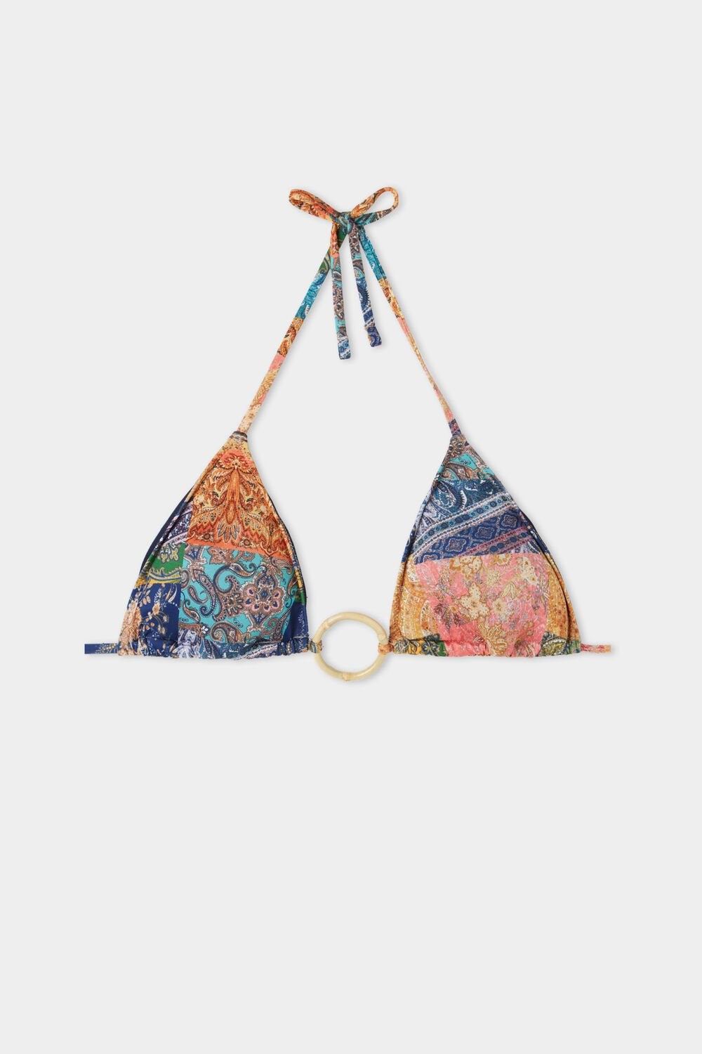 Multicolor Paisley Patch Print 748v Tezenis Chic Bamboo Removable Cup Triangle Bikini Top | 147829-YDE