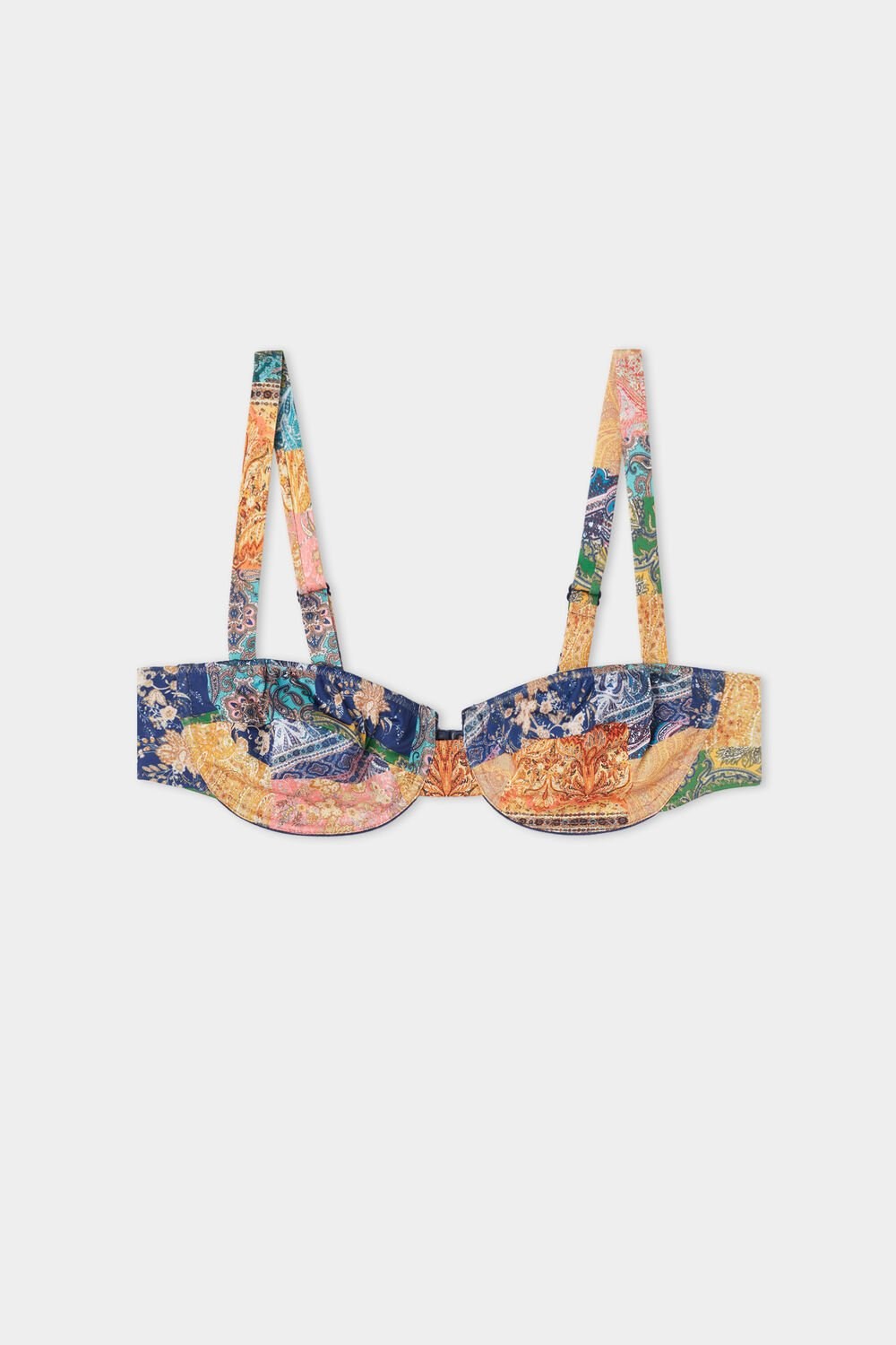 Multicolor Paisley Patch Print 748v Tezenis Chic Bamboo Balconette Bikini Top | 419025-ADI