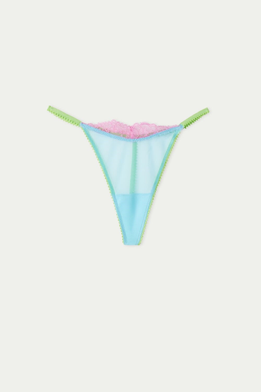 Multicolor Pink/Green/Light Blue 290v Tezenis Colors Emotion High-Cut String Thong | 195047-XYL