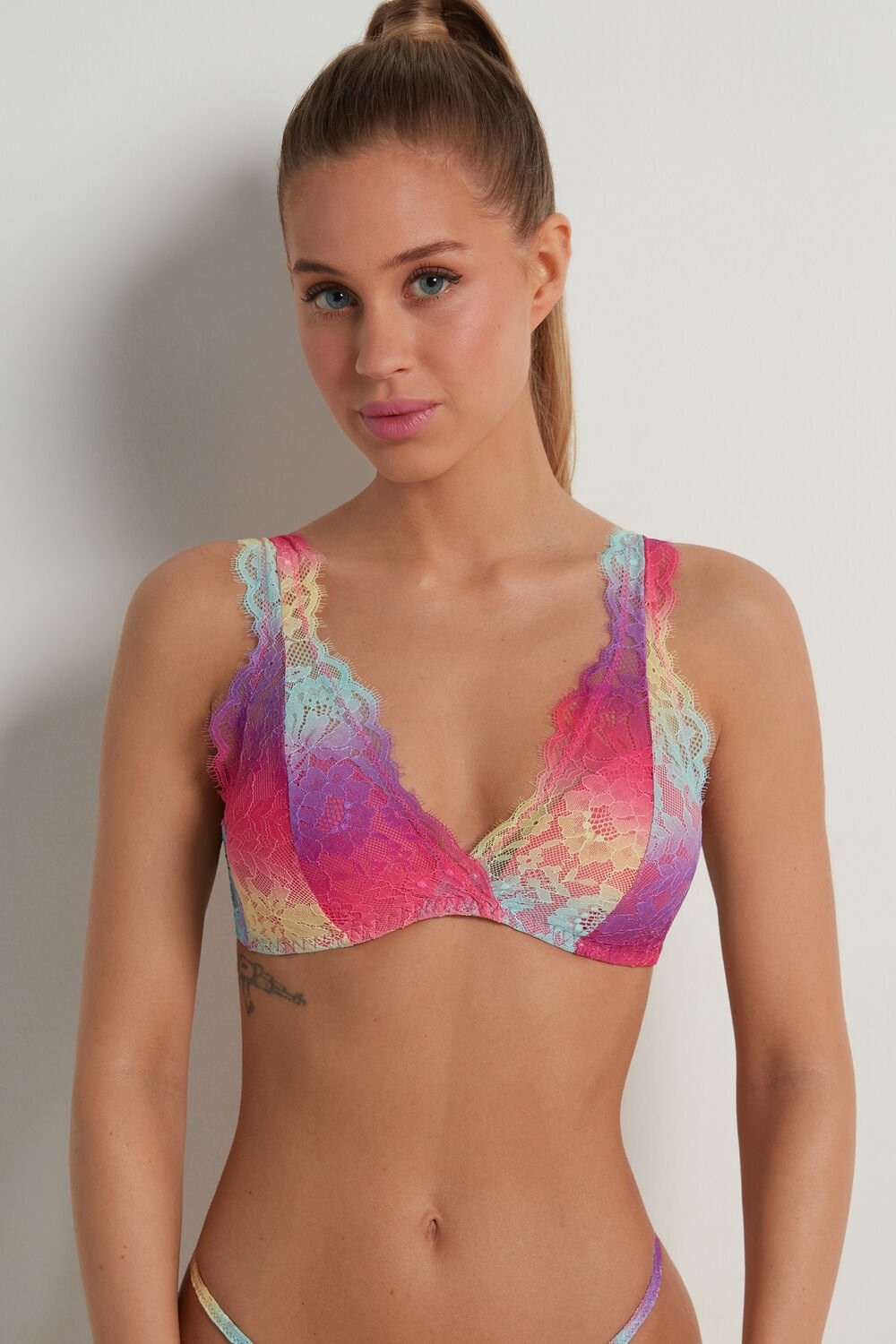 Multicolor Rainbow 278v Tezenis Havana Rainbow Lace Triangle Bra | 278415-CRV