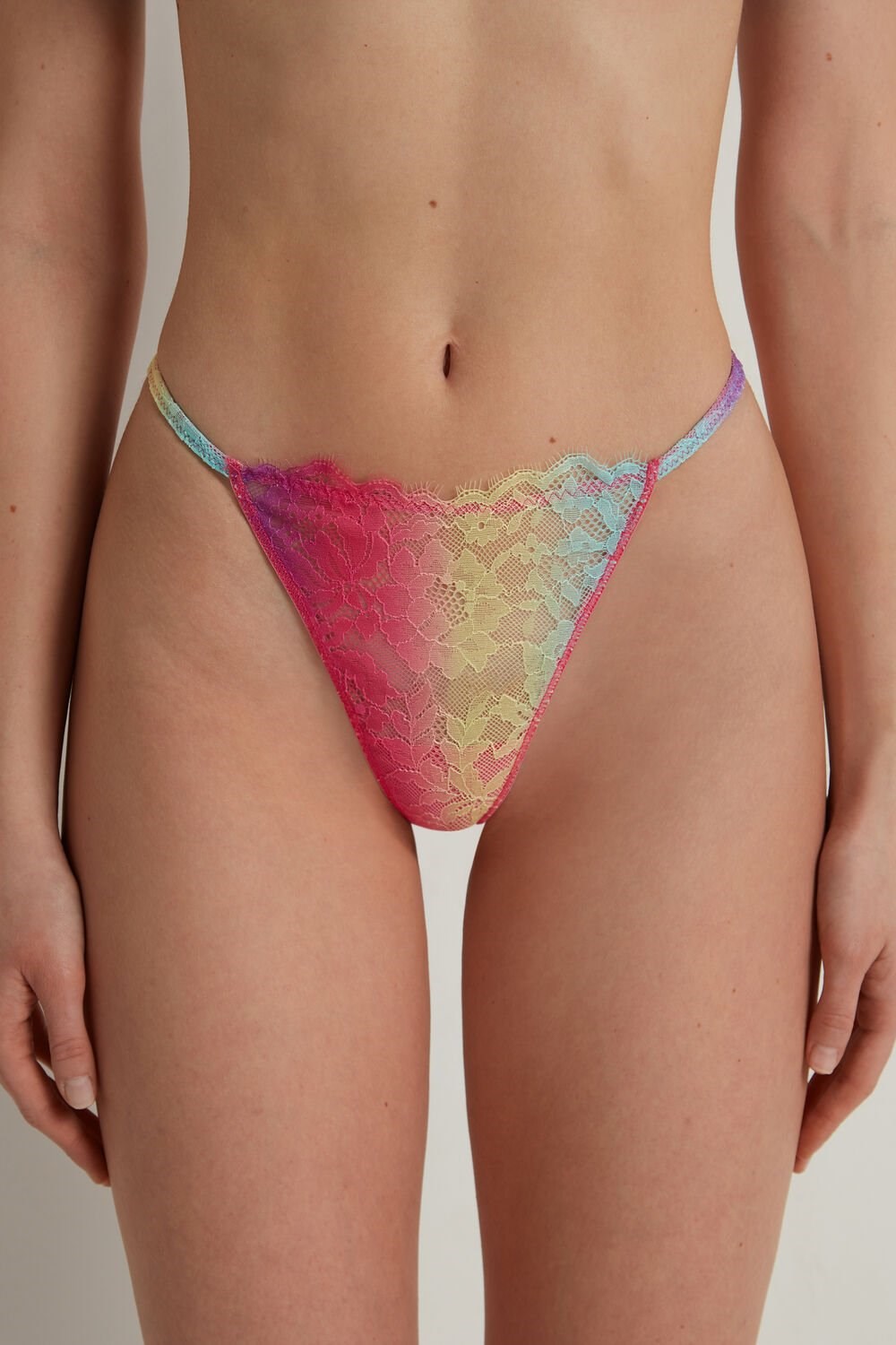 Multicolor Rainbow 278v Tezenis Rainbow Lace String Thong | 067928-HCW