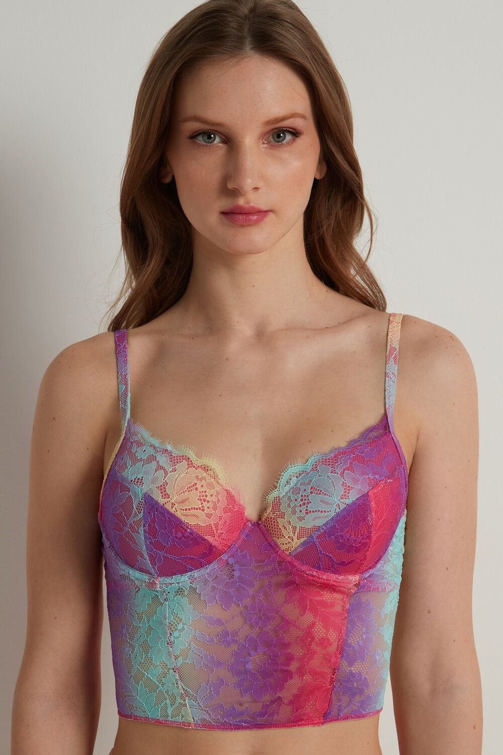 Multicolor Rainbow 278v Tezenis Rainbow Lace Push-Up Bra Top | 854713-KIZ