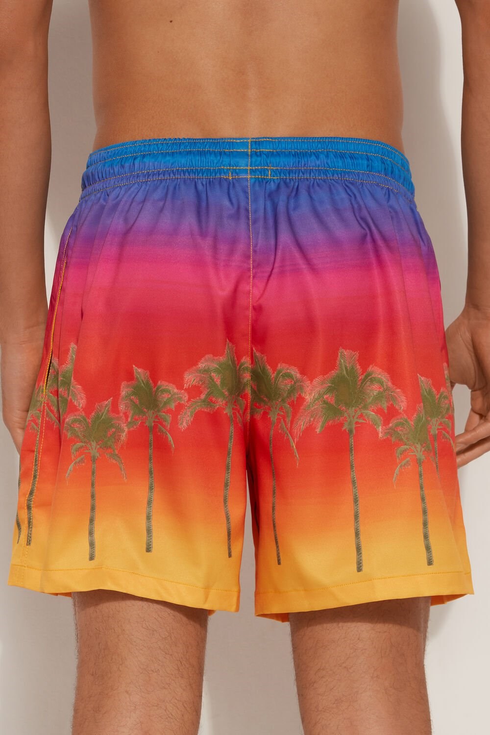 Multicolor Sunset Palm Tree Print 606v Tezenis Printed Swim Trunks | 153247-CZK