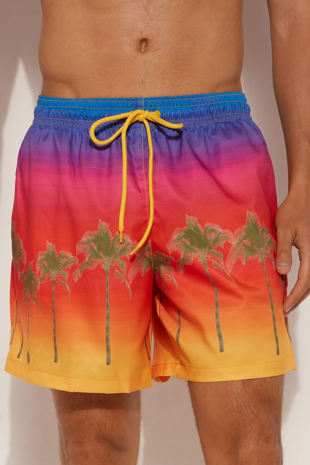 Multicolor Sunset Palm Tree Print 606v Tezenis Printed Swim Trunks | 153247-CZK