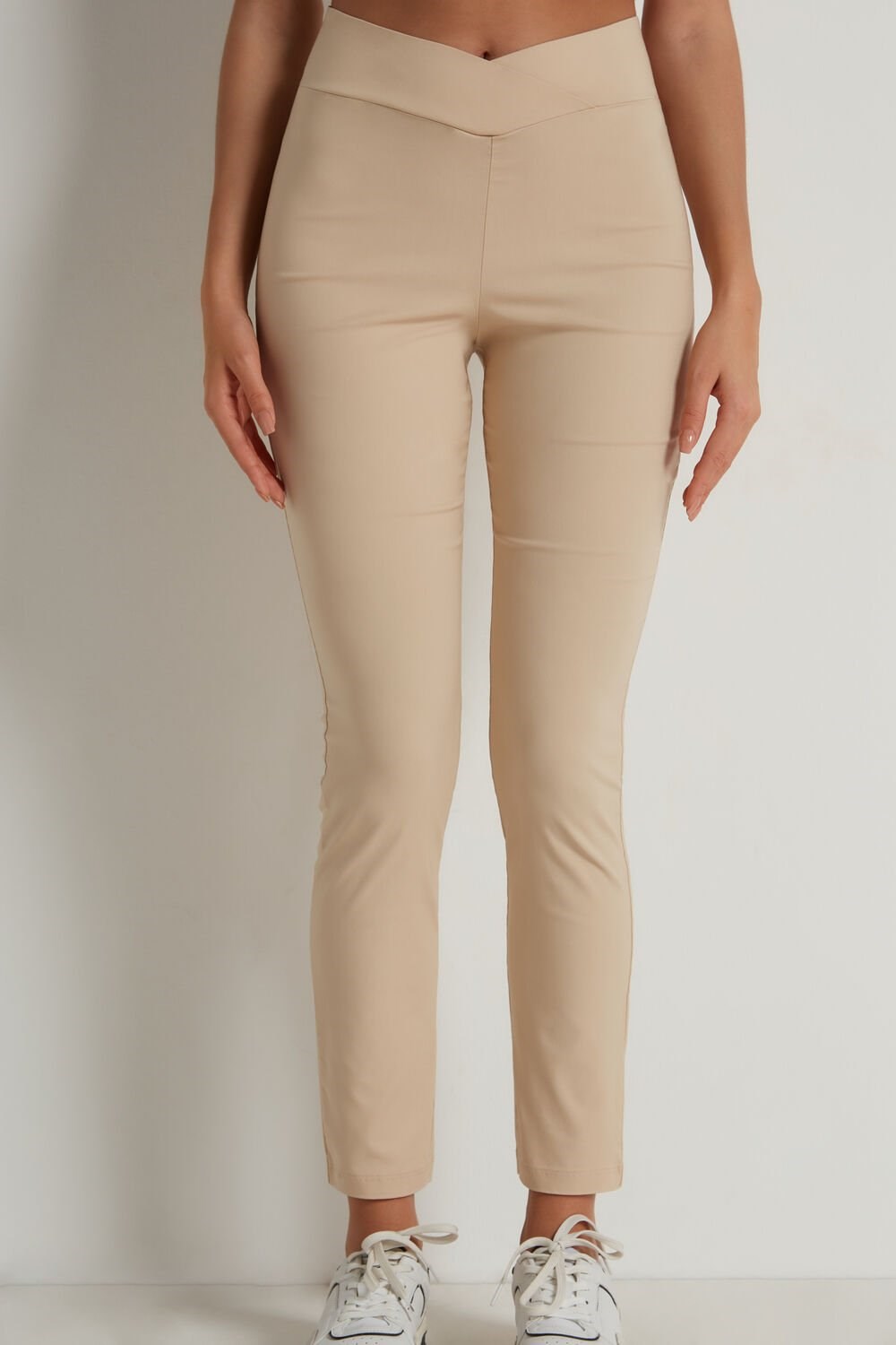 Nude Beige 320v Tezenis Crossover Waist Cloth Leggings | 482095-BTU