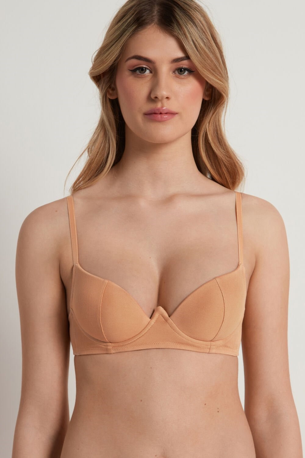 Nude Dark Nude 264v Tezenis Malibù Nude String Super Push-Up Bra | 954631-UQH