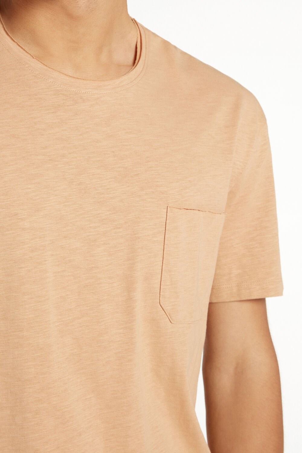 Nude Desert 646v Tezenis Cotton T-Shirt with Breast Pocket | 380416-PRC