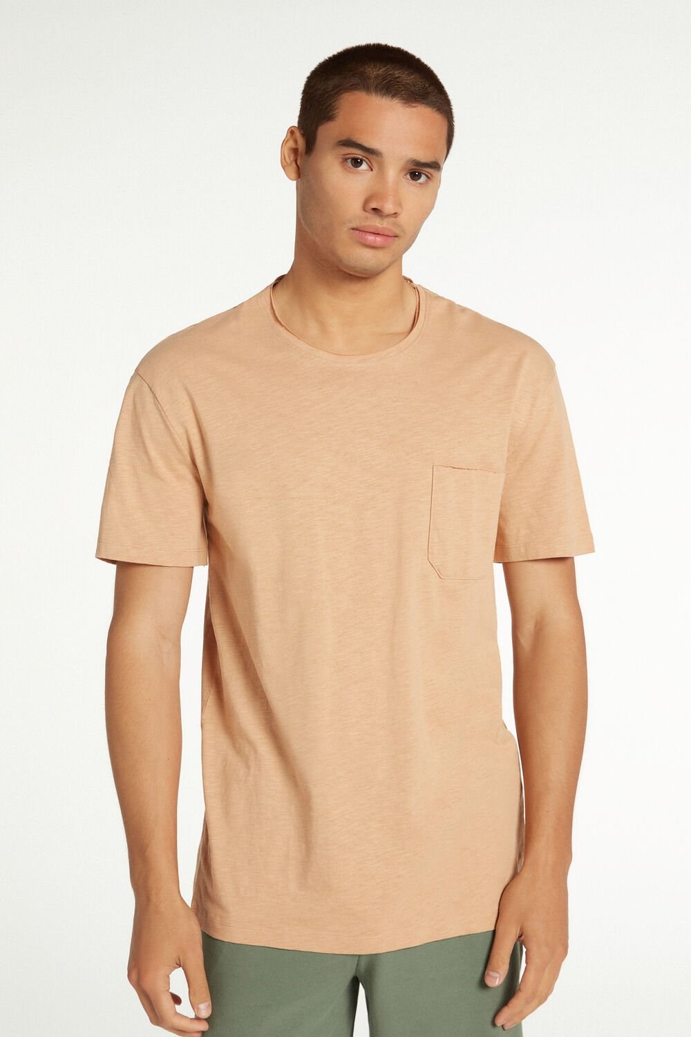 Nude Desert 646v Tezenis Cotton T-Shirt with Breast Pocket | 380416-PRC