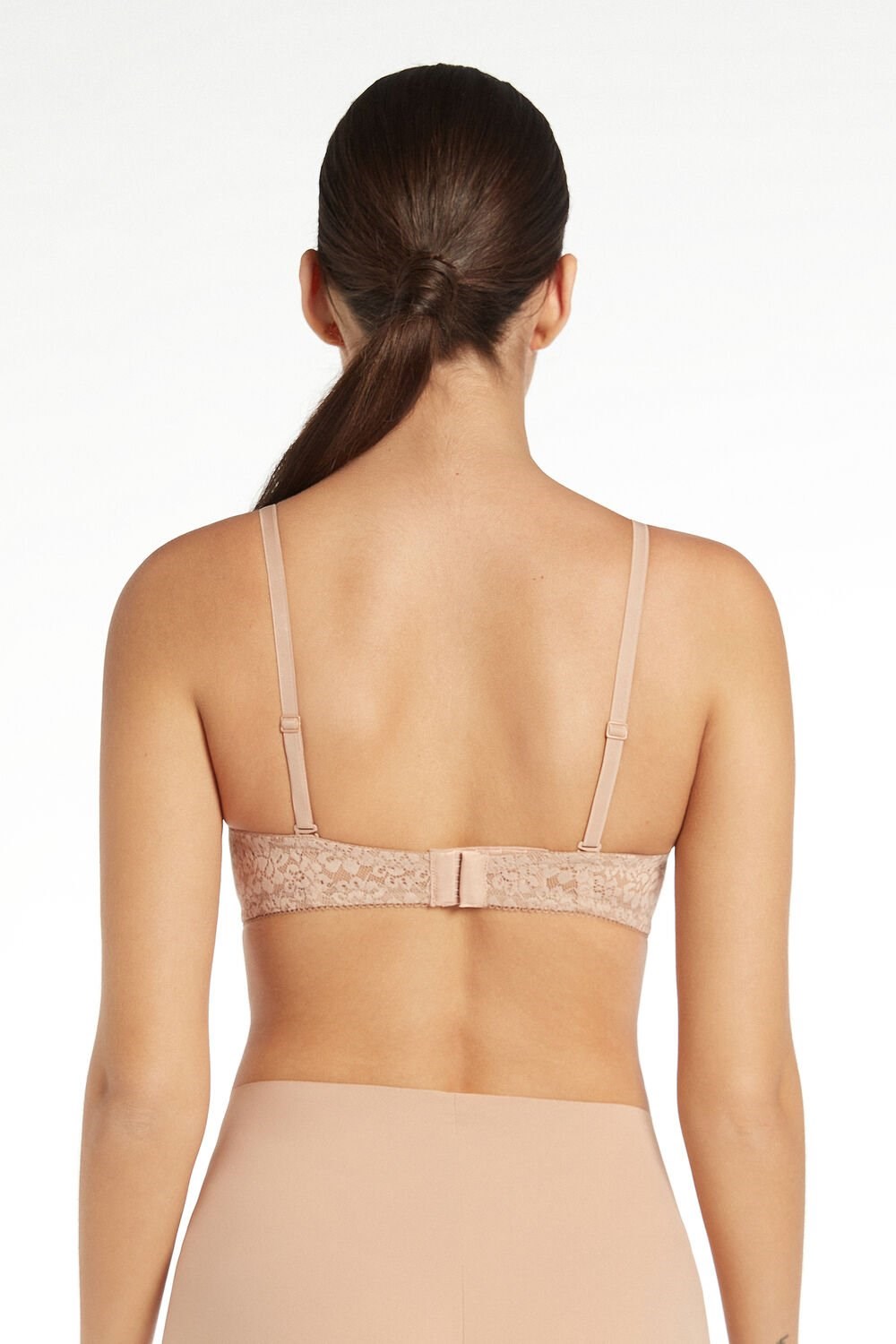 Nude Natural Blush 1905 Tezenis Madrid Ultra Padded Microfiber and Recycled Lace Bandeau Bra | 079284-HET