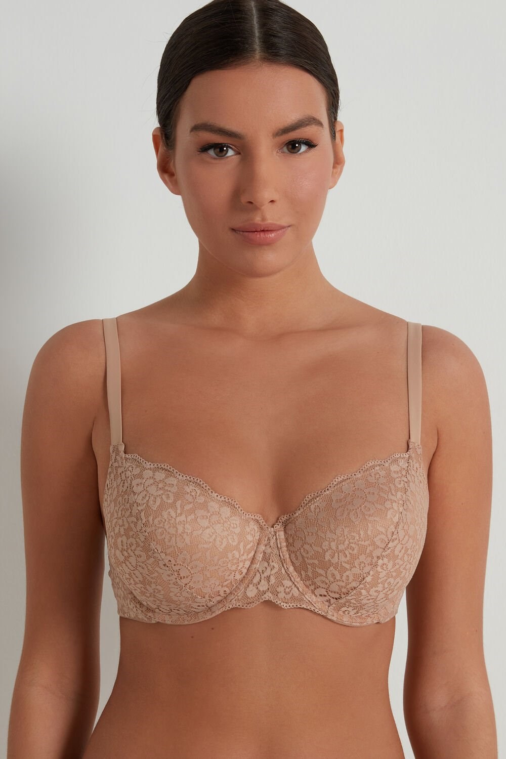 Nude Natural Blush 1905 Tezenis Prague Full Cover Recycled Lace Balconette Bra | 189702-JYC