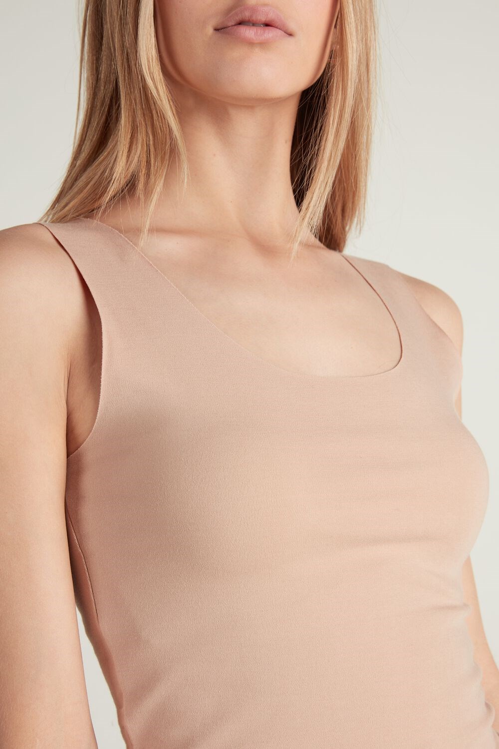 Nude Natural Blush 1905 Tezenis Raw-Cut Cotton Camisole | 153869-SIQ