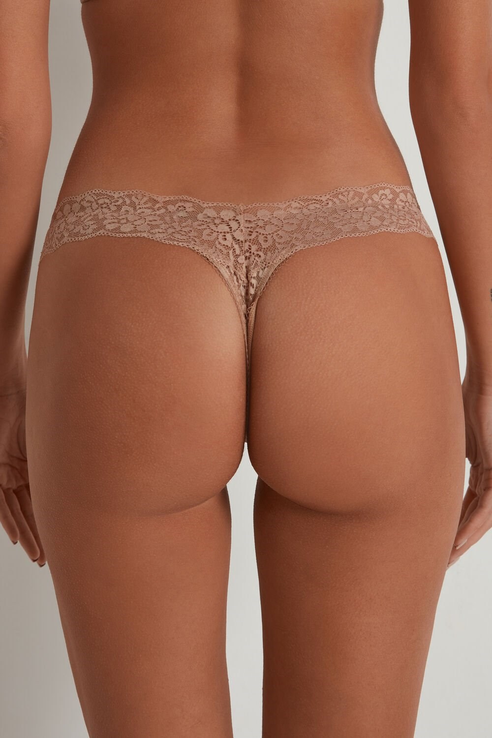 Nude Natural Blush 1905 Tezenis Recycled Lace High-Cut Thong | 630947-FYJ