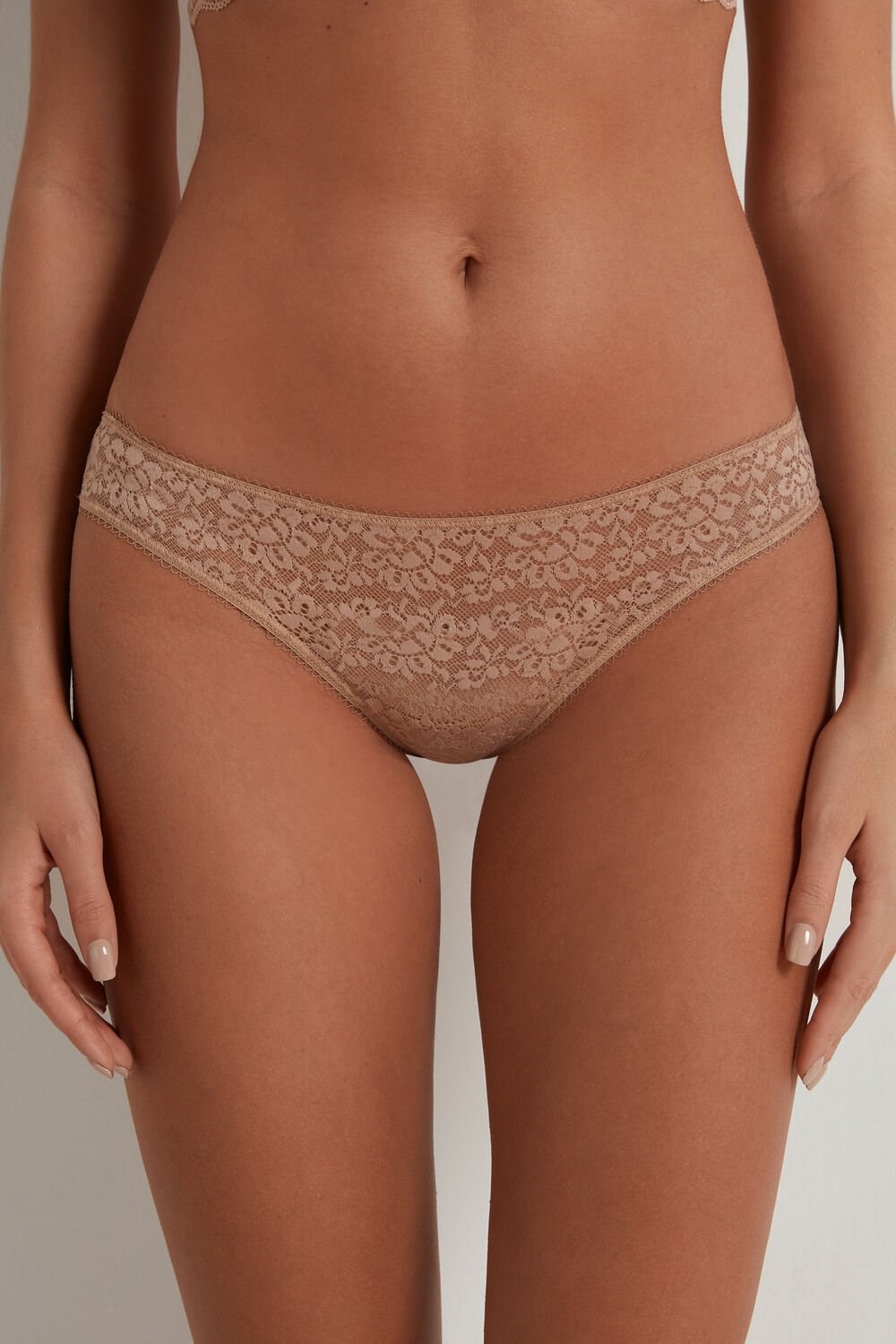 Nude Natural Blush 1905 Tezenis Recycled Lace Brazilian Panties | 813764-GDH