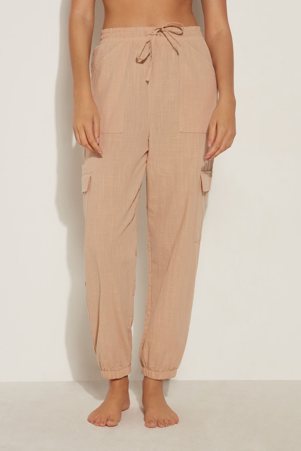 Nude Nude Sand 557v Tezenis Cotton Canvas Cargo Pants | 537420-TAX