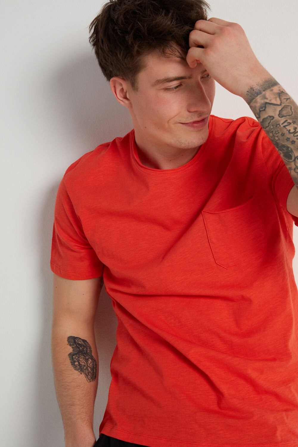 Orange Dark Orange 402v Tezenis Cotton T-Shirt with Breast Pocket | 186740-NFV