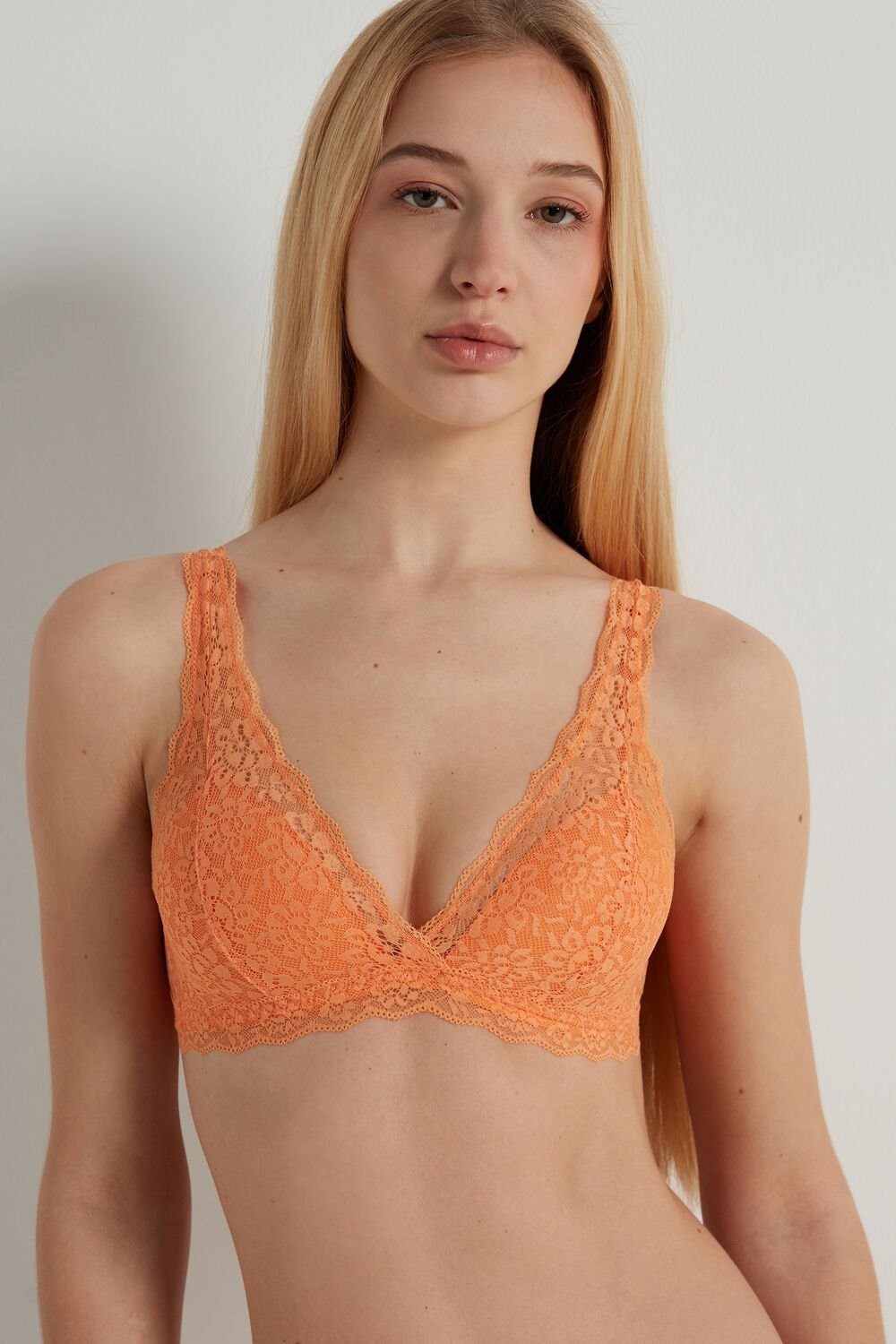 Orange Pastel Orange 253v Tezenis Havana Recycled Lace Triangle Bra | 798625-IJS