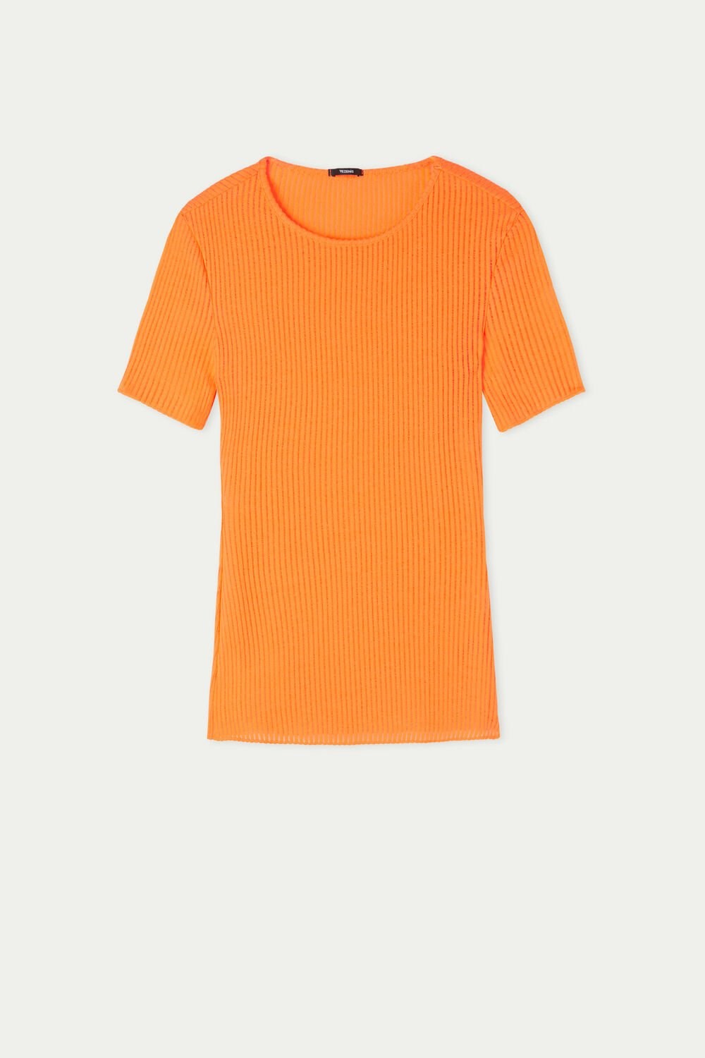 Orange Pastel Orange 253v Tezenis Short-Sleeve Crew-Neck Ultralight Ribbed Cotton Top | 316507-LIZ