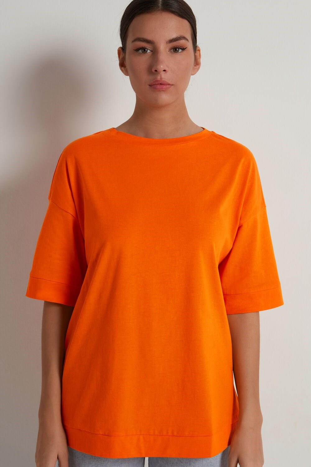 Orange Tangerine 322v Tezenis Dropped Shoulder Cotton T-Shirt with Vents | 239068-LWU