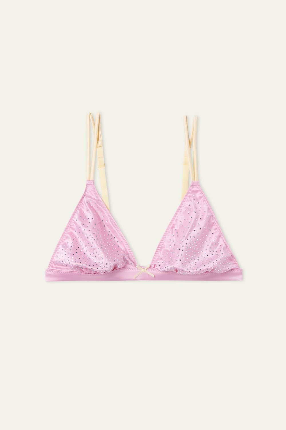 Pale Pink Baby Pink 279v Tezenis Creamy Satin Triangle Bra with Rhinestones | 495012-QRN