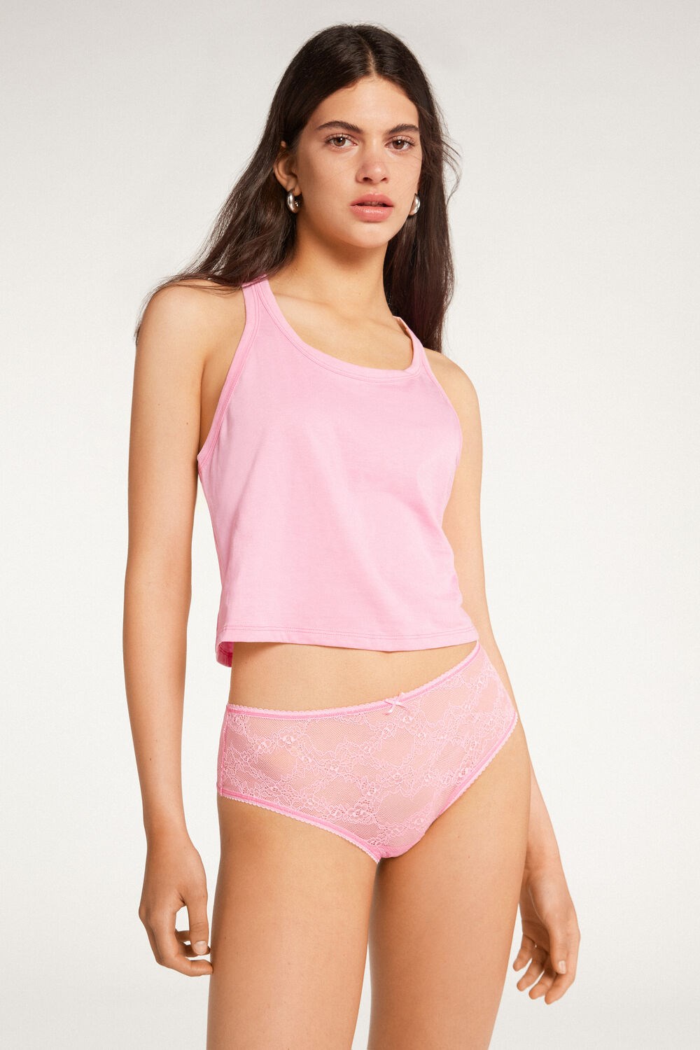 Pale Pink Hollywood Pink 560v Tezenis Lace Boyshorts | 192043-JGM