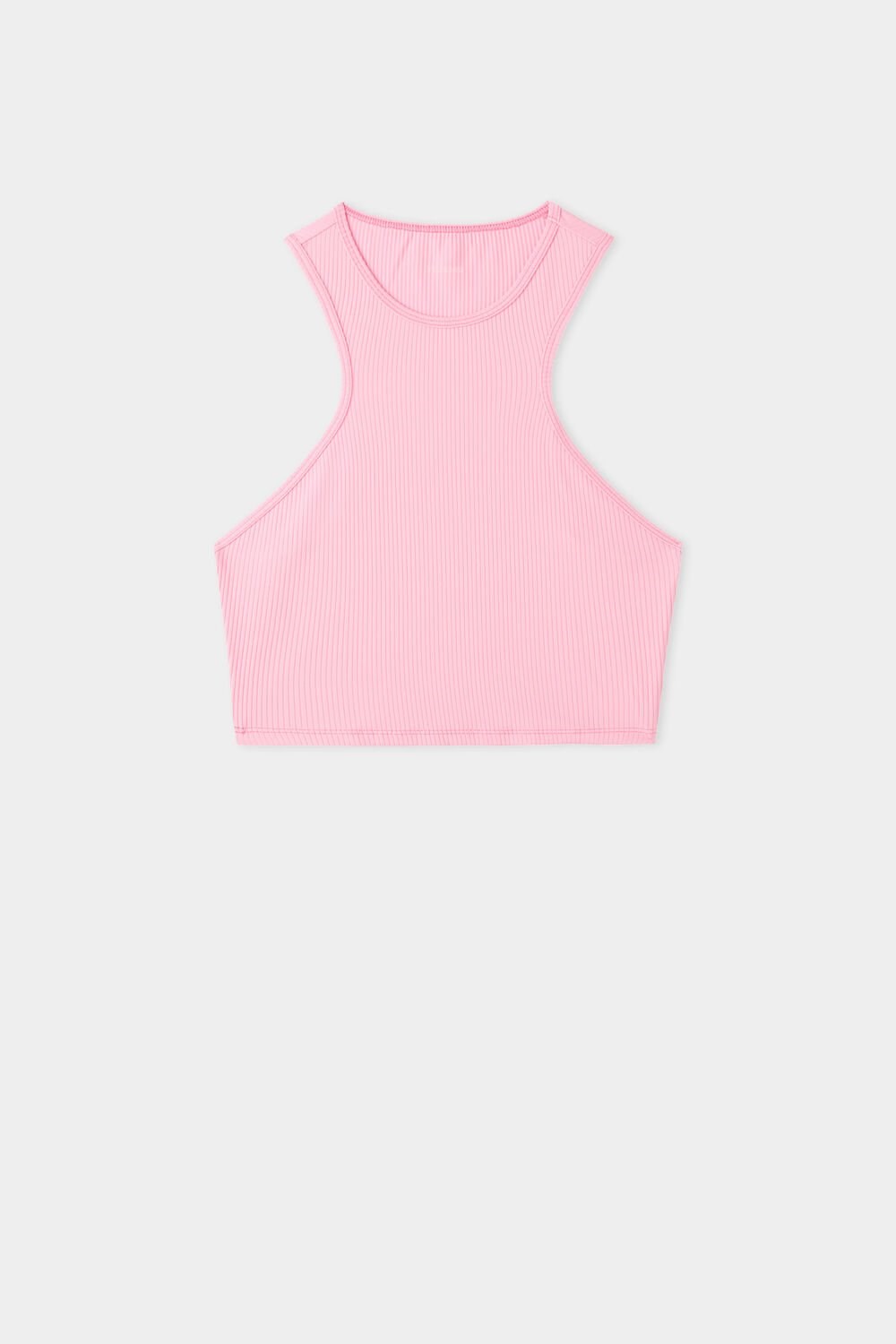 Pale Pink Hollywood Pink 560v Tezenis Ribbed Cotton Cropped Racerback Tank Top | 187403-DZK