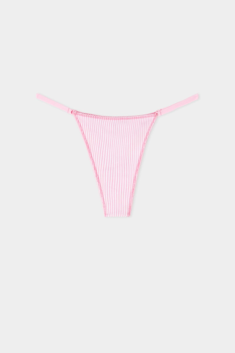 Pale Pink Pink Striped Print 642v Tezenis High-Waisted Printed Cotton Brazilian String Panties | 904862-NBE