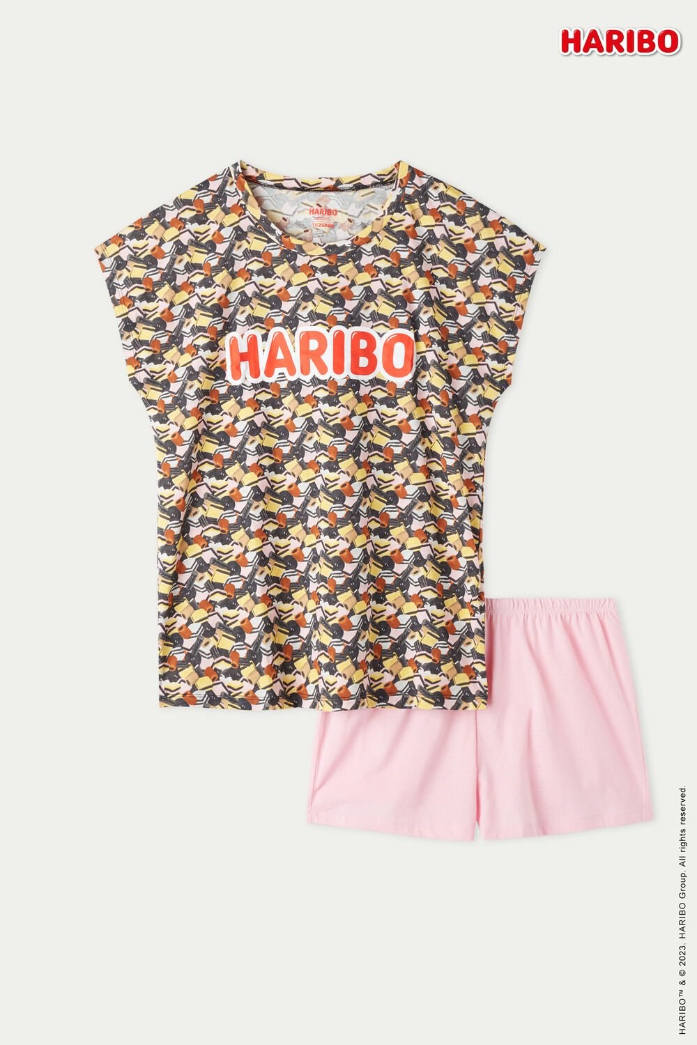 Pink All-over Licorice Print 393v Tezenis Haribo Licorice Short Cotton Pajamas | 894751-SKM