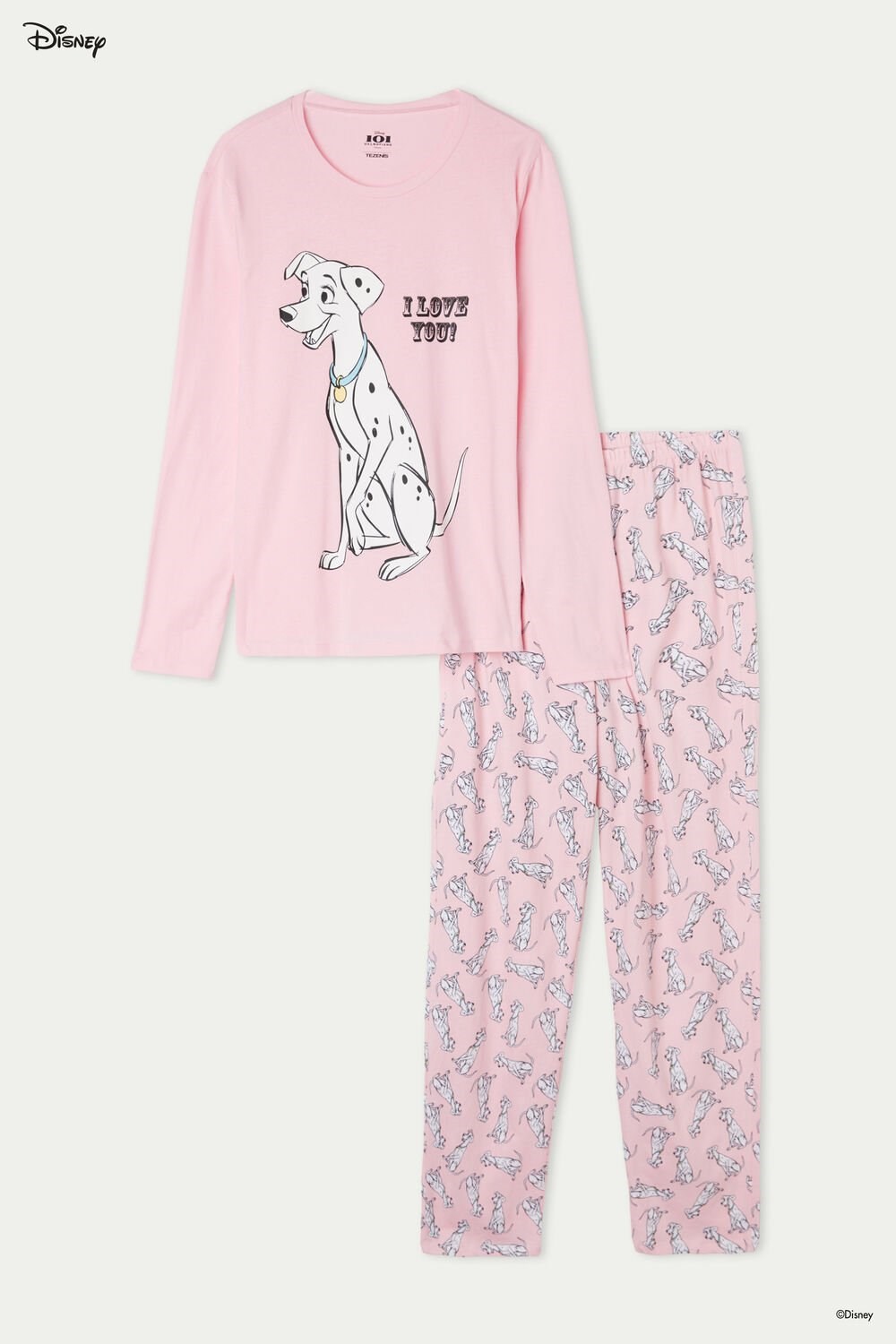 Pink Baby Pink Peggy Print 383v Tezenis Full-Length Cotton Pajamas with Disney 101 Dalmatians Print | 763459-YFZ