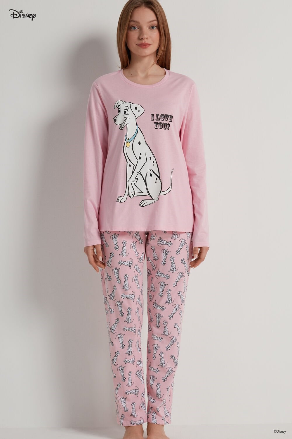 Pink Baby Pink Peggy Print 383v Tezenis Full-Length Cotton Pajamas with Disney 101 Dalmatians Print | 763459-YFZ