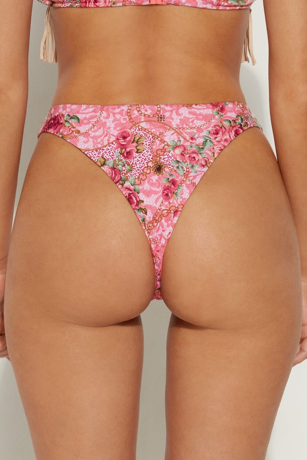 Pink Boho Chic Print 572v Tezenis Boho Chic High-Cut Brazilian Bikini Bottoms | 389017-MIL