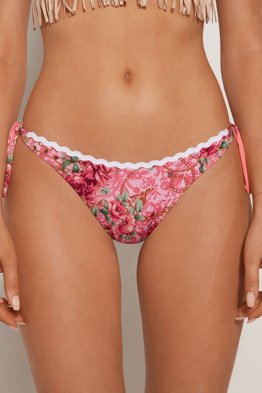 Pink Boho Chic Print 572v Tezenis Boho Chic Side-Tie Bikini Bottoms | 578904-KPI