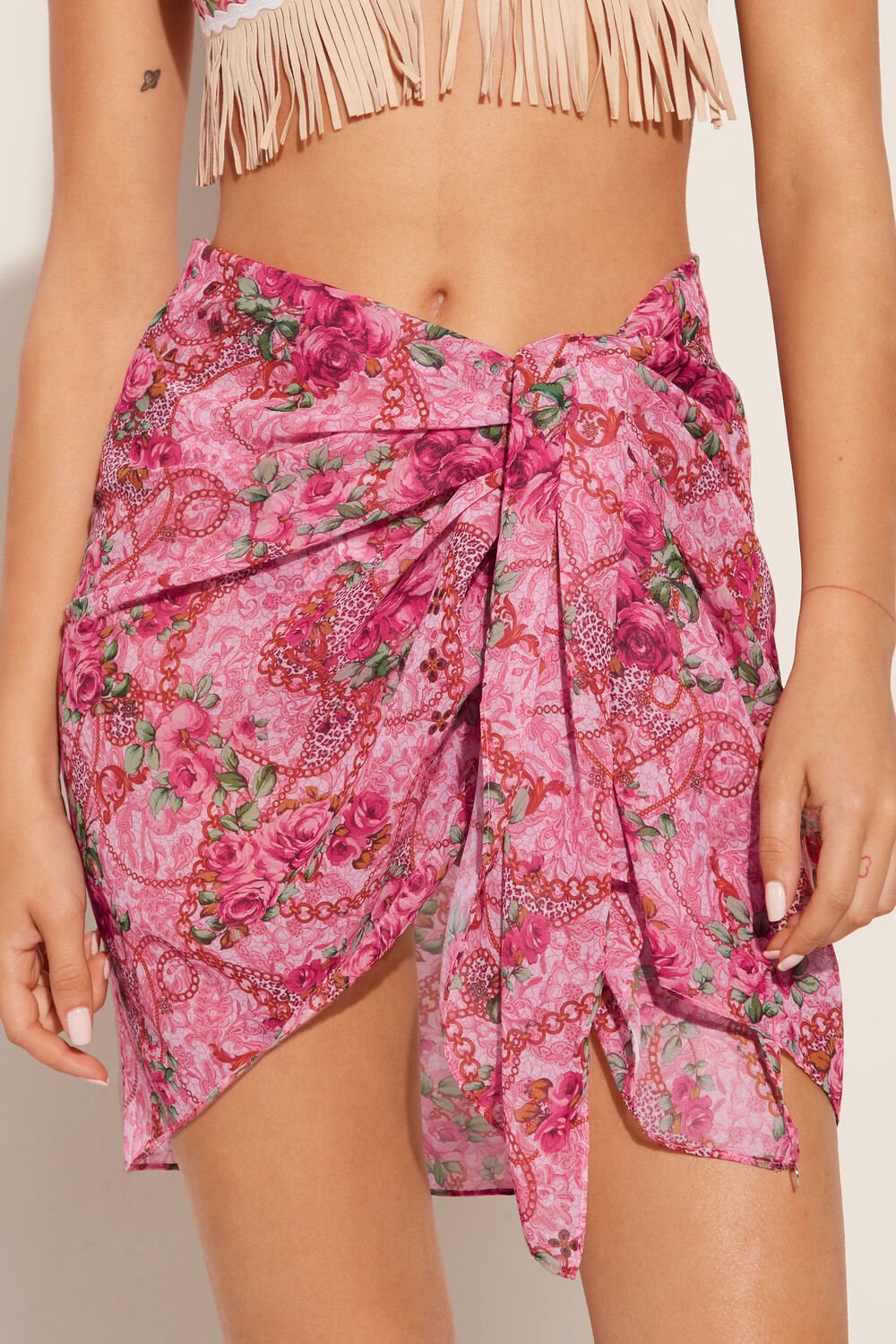 Pink Boho Chic Print 572v Tezenis Chiffon Bandana/Pareo | 921506-PAG