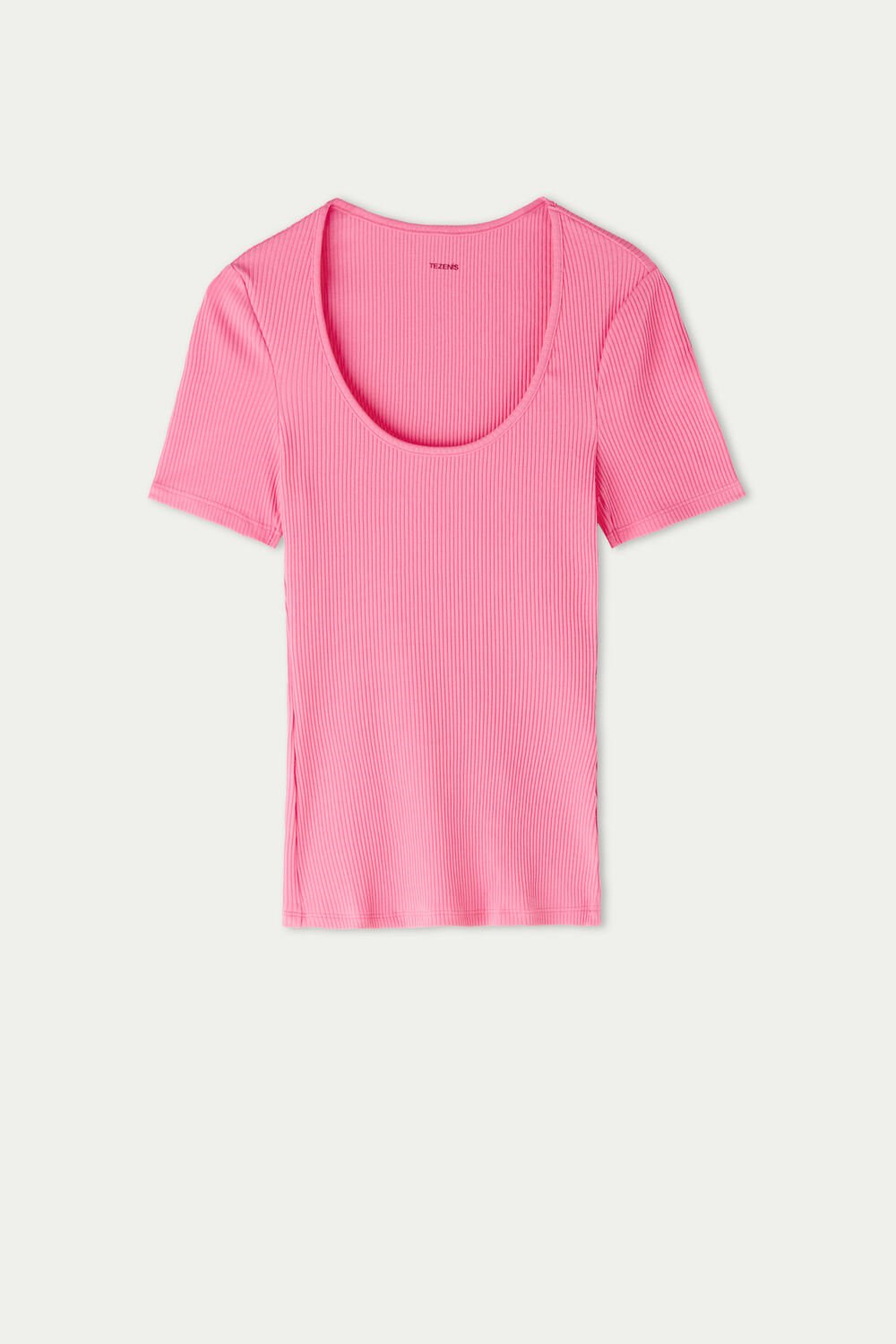 Pink Bright Pink 282v Tezenis Basic Rib Cotton Scoop Neck T-shirt | 263759-VBD