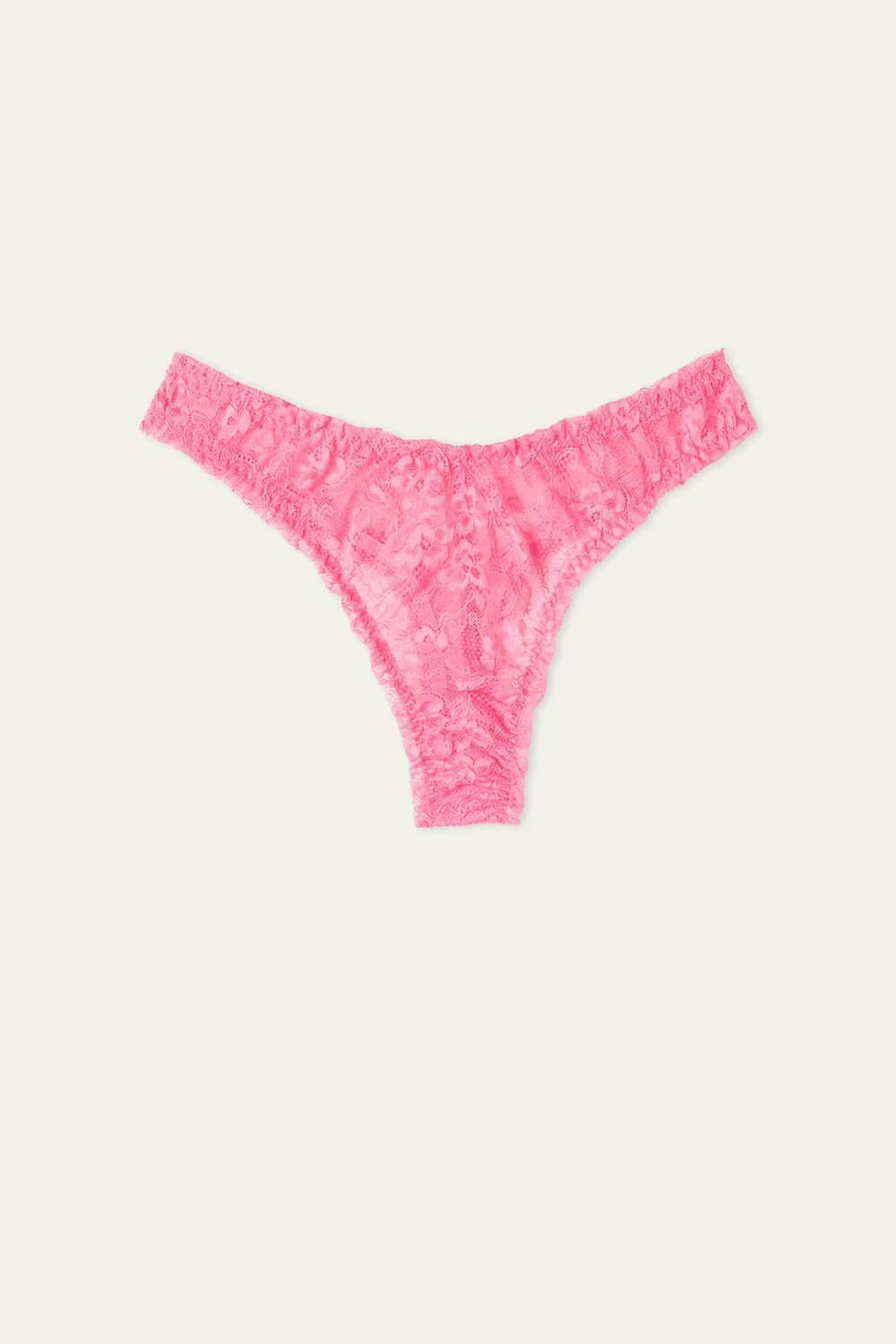 Pink Bright Pink 282v Tezenis High-Cut Gathered Lace Brazilian Panties | 296570-WPH