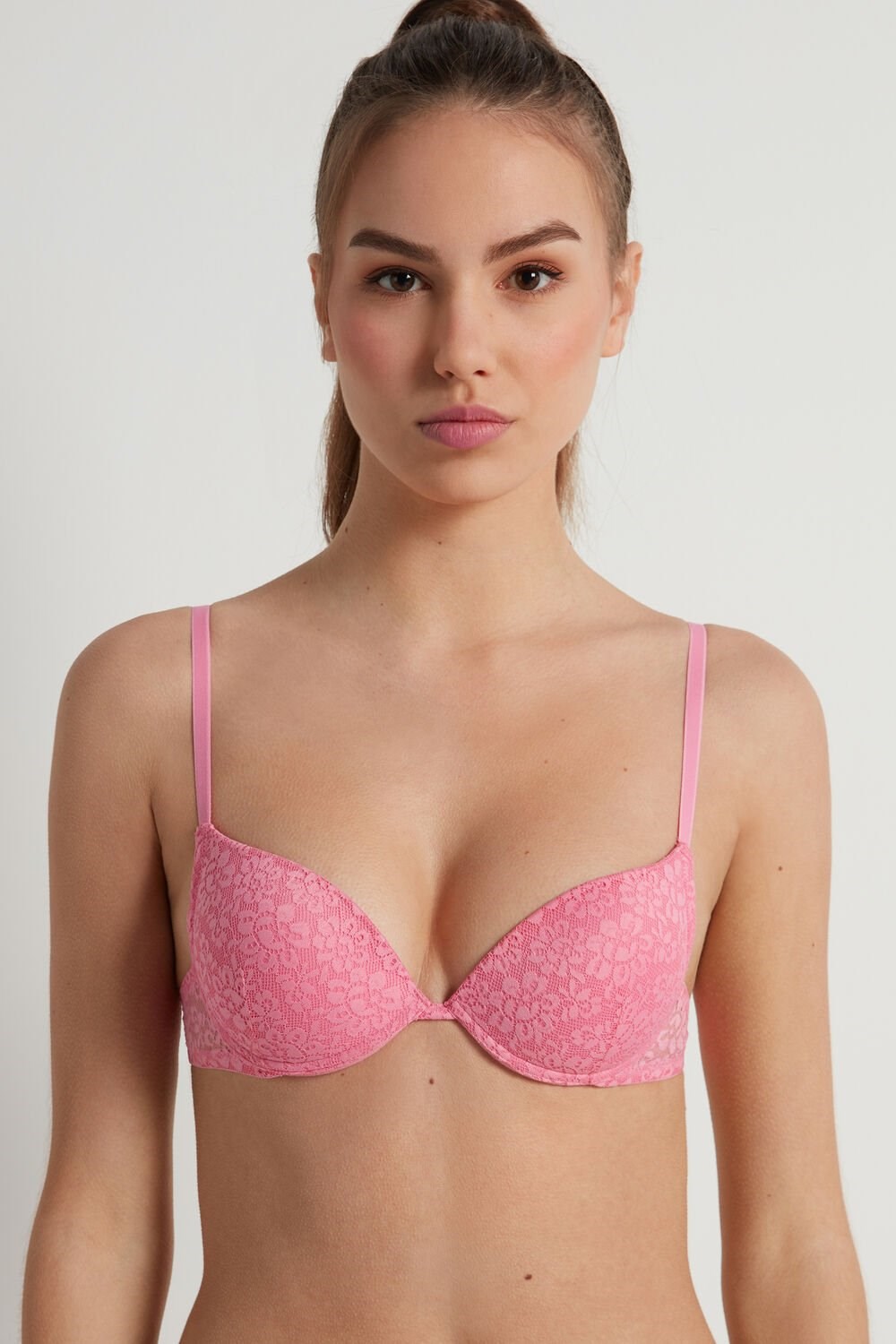 Pink Bright Pink 282v Tezenis Los Angeles Recycled Lace Super Push-Up Bra | 180372-QGY