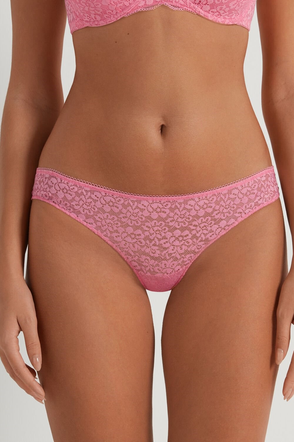 Pink Bright Pink 282v Tezenis Recycled Lace Laser-Cut Microfiber Brazilian Panties | 203681-WFZ