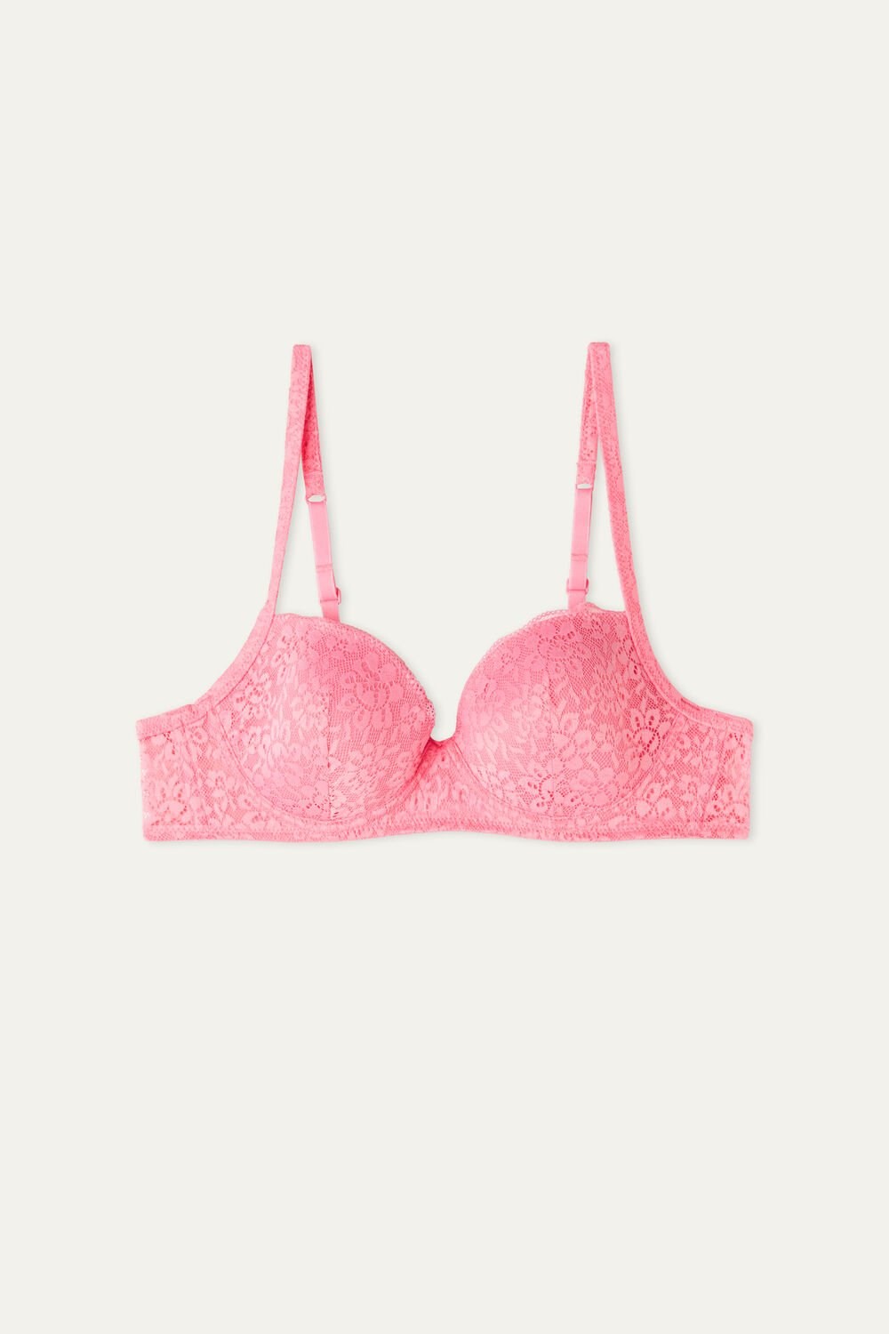 Pink Bright Pink 282v Tezenis Wien Recycled Lace Lightly Padded Balconette Bra | 257608-QHV