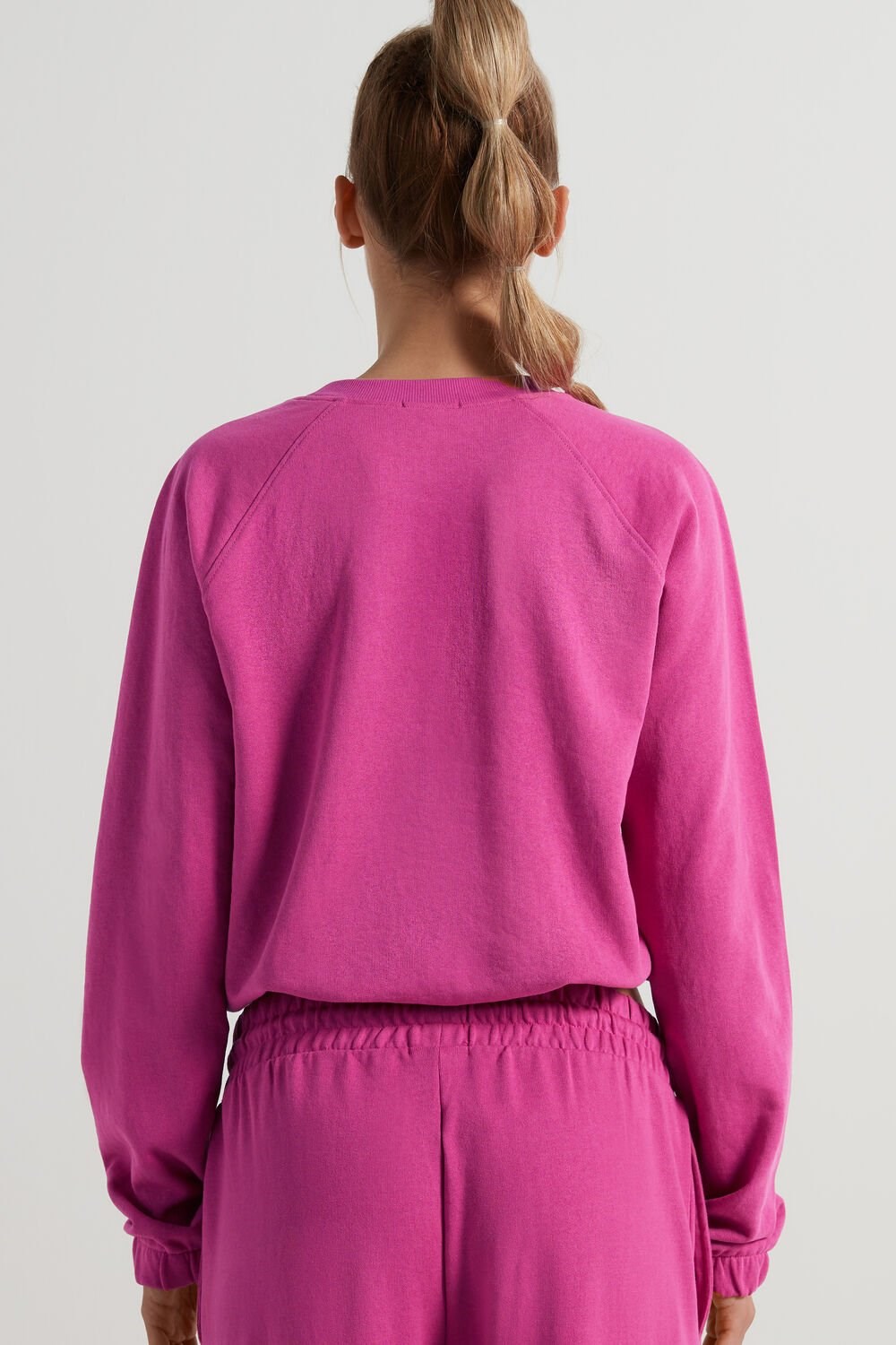 Pink Fuchsia Pink 286v Tezenis Cropped Long-Sleeve Sweatshirt with Drawstring | 293475-VHP